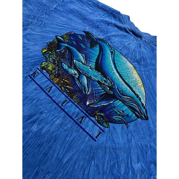 VTG Crazy Shirts Hawaii Maui Wale Men Sz Large Blue  Dolphins Tie Dye Y2K Retro - Picture 8 of 11